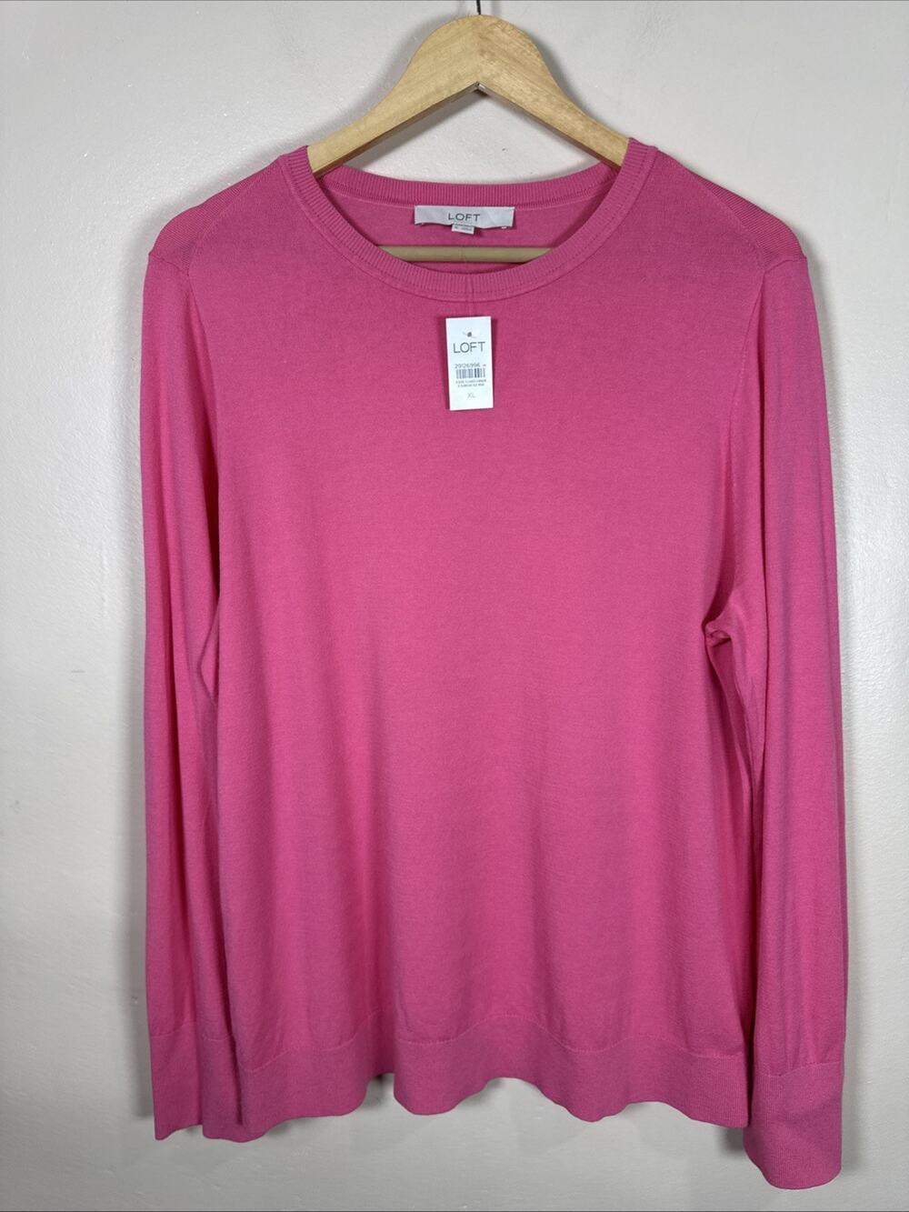 NWT Loft Womens Crewneck Sweater XL Pink Preppy Career Office Business